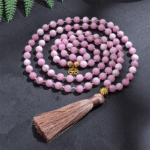 Kunzite crystal 108 Hand knotted japa mala