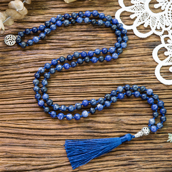 Lapis Lazuli crystal 108 Hand knotted japa mala