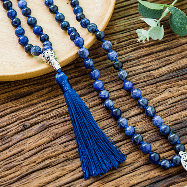 Lapis Lazuli crystal 108 Hand knotted japa mala