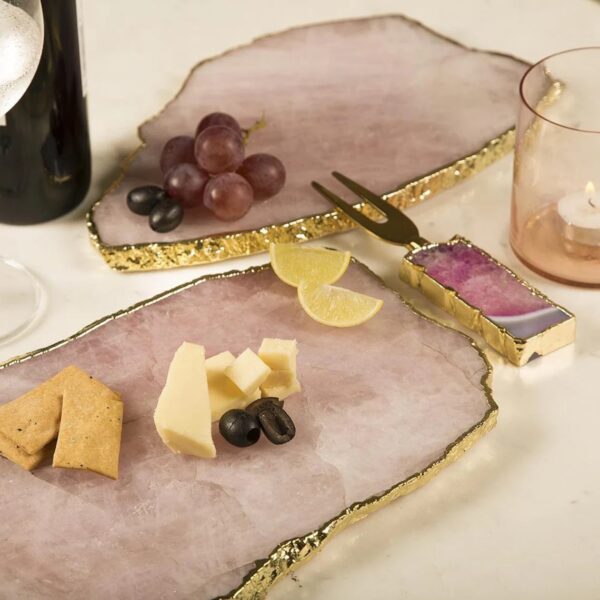 Large Rose Quartz Cheese Platter