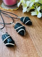Natural Raw Black Tourmaline crystal necklace