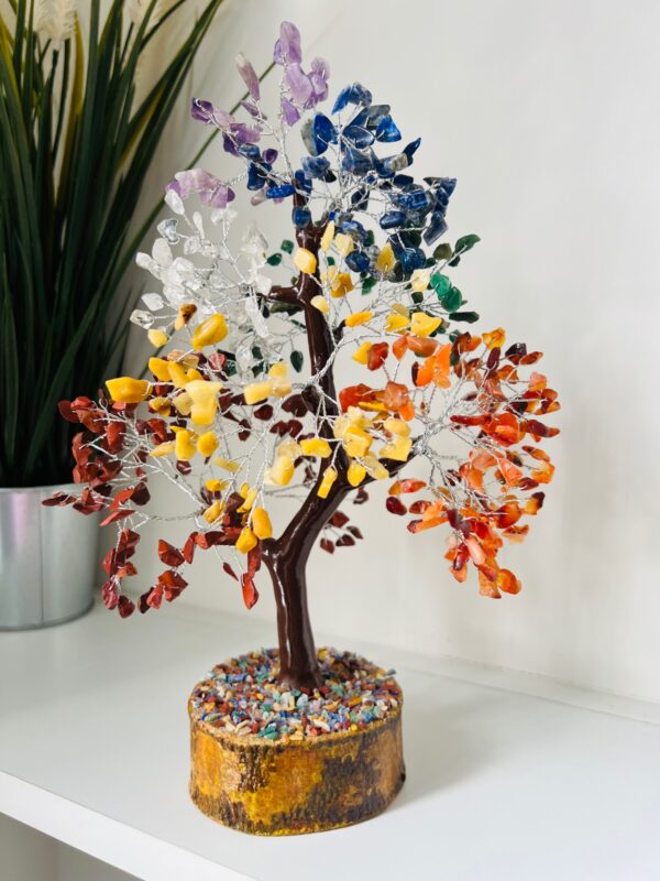 Seven Chakra Crystal Tree Silver Wire 500 crystals