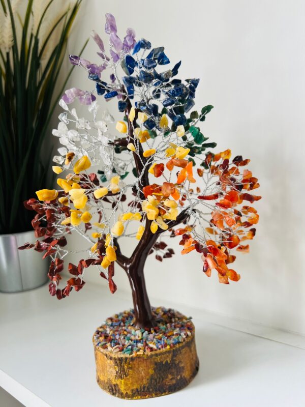 Seven Chakra Crystal Tree Silver Wire 500 crystals