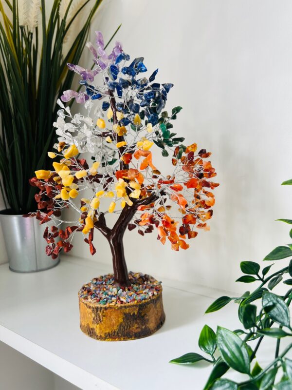 Seven Chakra Crystal Tree Silver Wire 500 crystals
