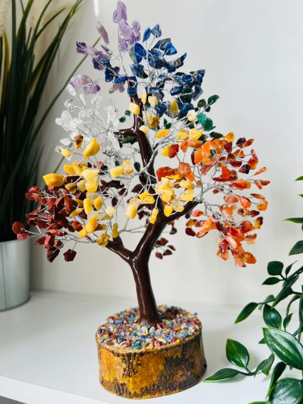 Seven Chakra Crystal Tree Silver Wire 500 crystals