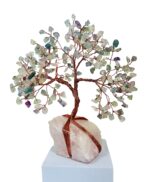 Fluorite Crystal Tree With  Rose Quartz Raw Base 300 crysrals