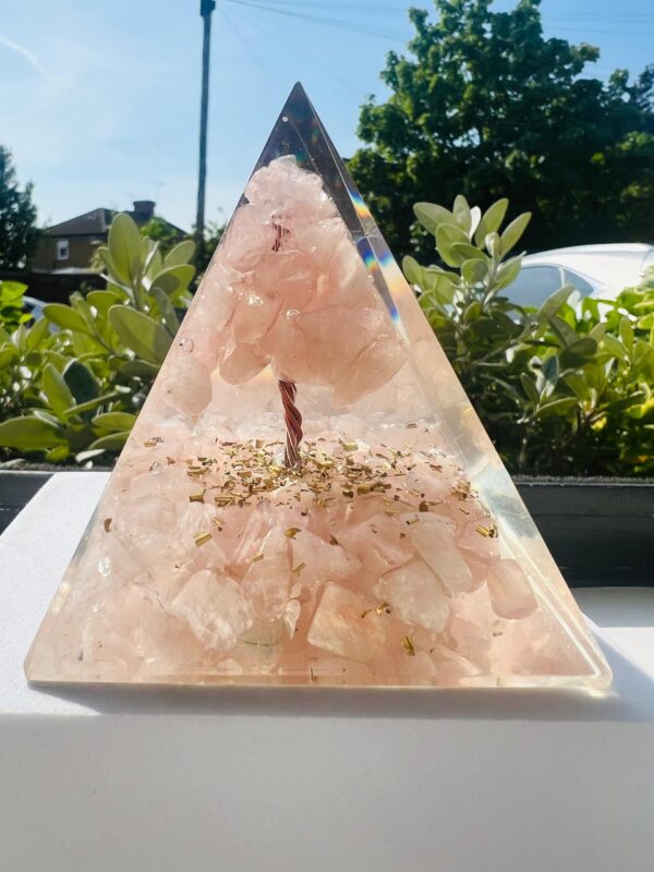 Rose Quartz  Crystal Orgonite Pyramid