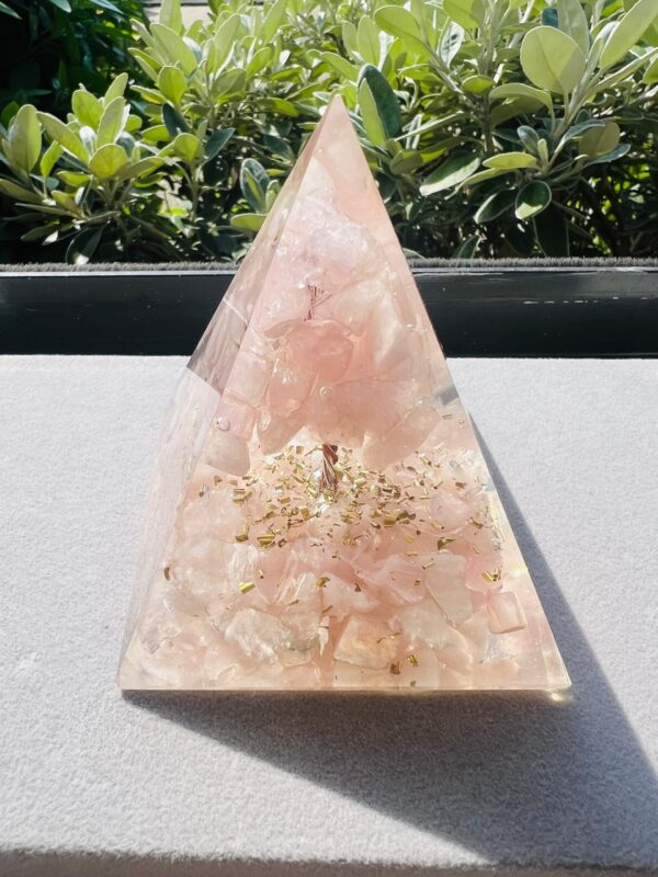 Rose Quartz  Crystal Orgonite Pyramid