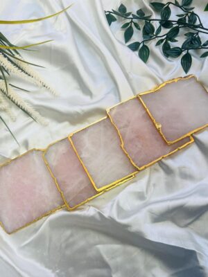Rose Quartz Natural Crystal Coaster | Gemstone Tableware