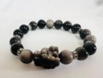 Silver Sheen Obsidian Crystal Pixiu Bracelet 10MM