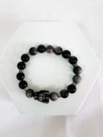 Silver Sheen Obsidian Crystal Pixiu Bracelet 10MM
