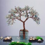 Fluorite Crystal Tree With  Rose Quartz Raw Base 300 crysrals