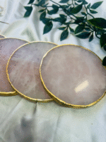 Rose Quartz Natural Crystal Coaster | Gemstone Tableware