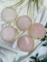Rose Quartz Natural Crystal Coaster | Gemstone Tableware