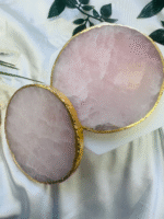 Rose Quartz Natural Crystal Coaster | Gemstone Tableware