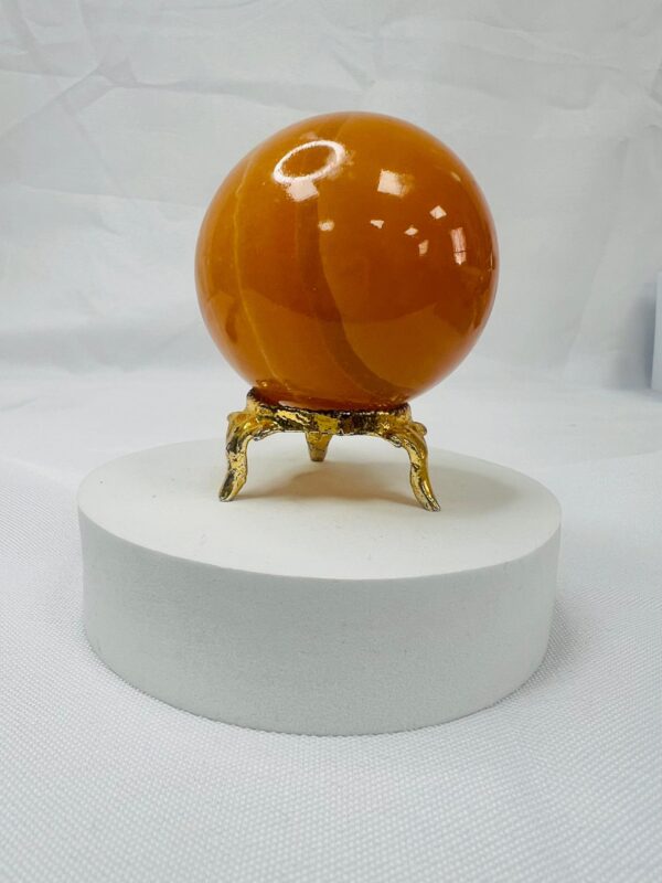 Orange calcite crystal sphere 40mm - Image 8