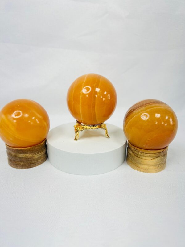 Orange calcite crystal sphere 40mm - Image 10