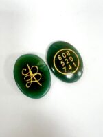 Green Jade Crystal Oval Shape Zibu Symbol Coin