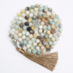 Amazonite crystal 108 Hand knotted japa mala