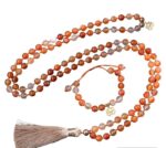 Carnelian crystal 108 Hand knotted japa mala with bracelet