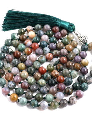 Indian Agate crystal 108 Hand knotted japa mala