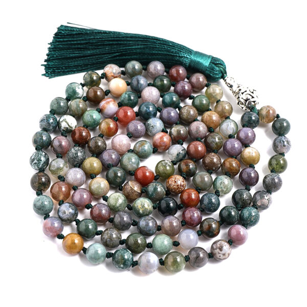Indian Agate crystal 108 Hand knotted japa mala