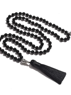 black onyx crystal 108 Hand knotted japa mala