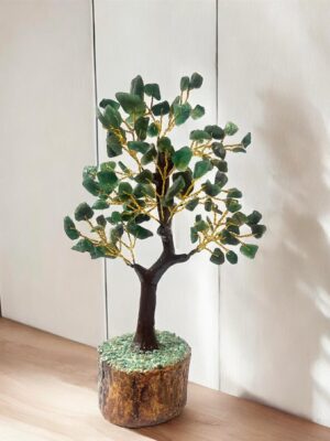 Green Jade Crystal Tree Gold Wire 100 Crystals