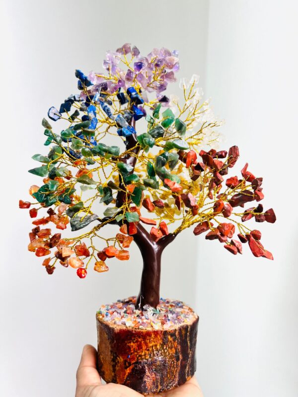 Seven Chakra Crystal Tree Gold Wire 500 crystals