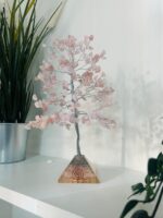 Rose Quartz crystal tree with Pyramid Base silver wire