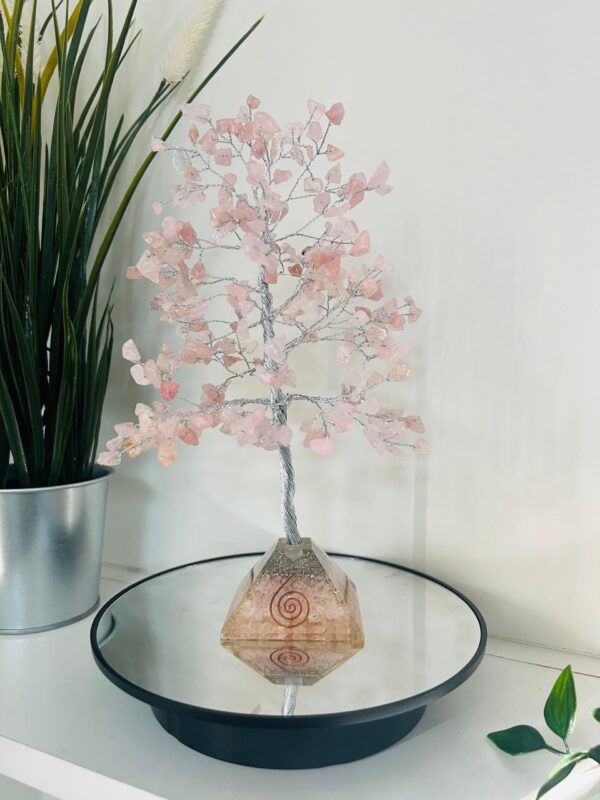 Rose Quartz crystal tree with Pyramid Base silver wire