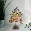 seven chakra crystal tree With Pyramid base Gold wire - Image 4