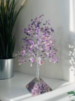 Amethyst crystal tree with Pyramid base Silver wire