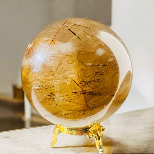 Golden Rutile Crystal Sphere