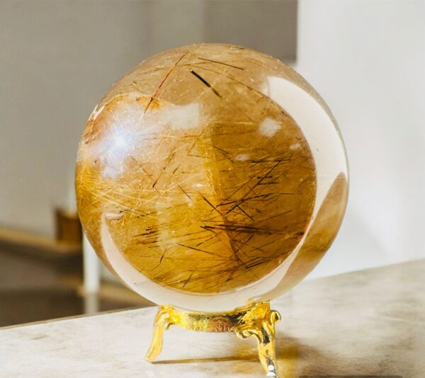 Golden Rutile Crystal Sphere