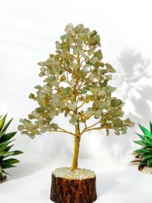 Green Aventurine crystal tree Gold wire 300 crystals