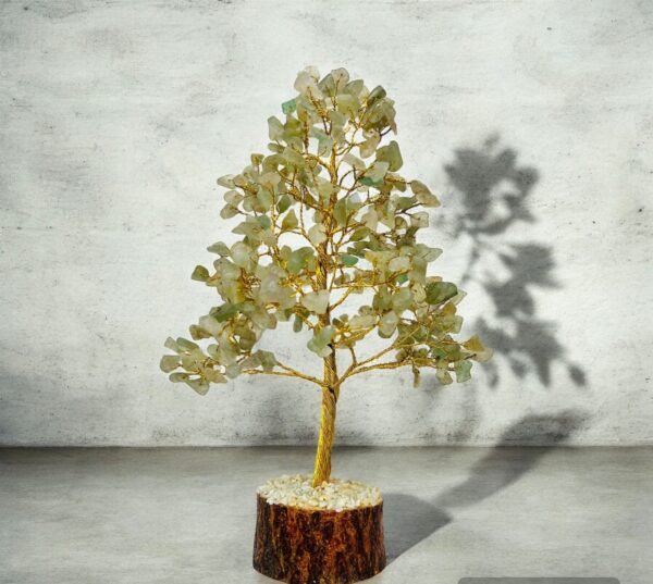 Green Aventurine crystal tree Gold wire 300 crystals