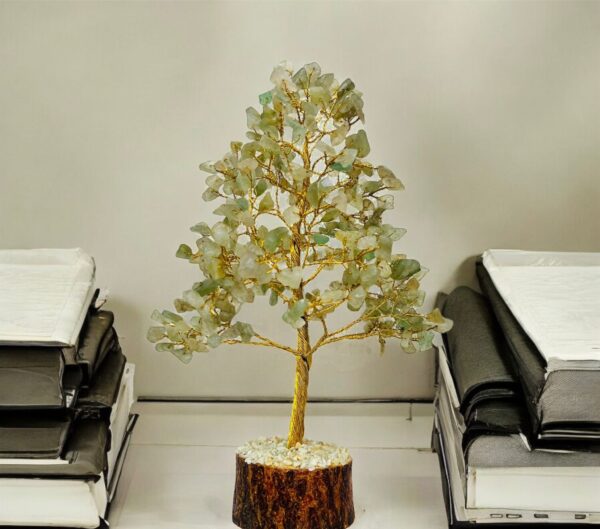 Green Aventurine crystal tree Gold wire 300 crystals
