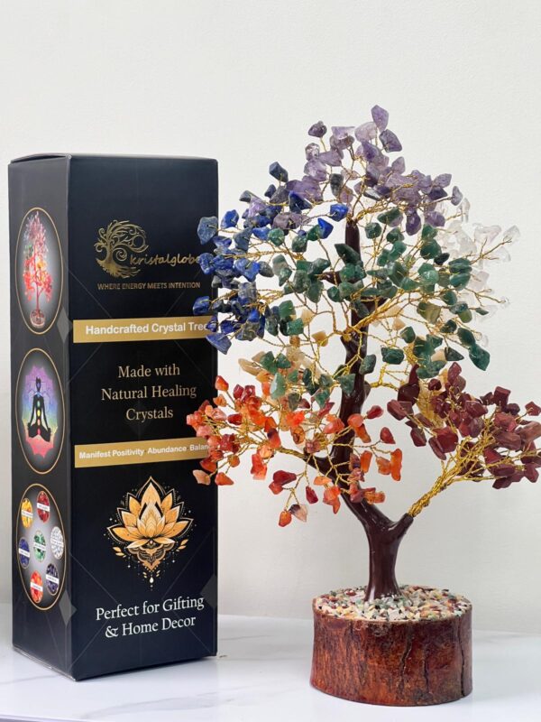 Seven Chakra Crystal Tree Gold Wire 500 crystals