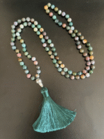 Indian Agate crystal 108 Hand knotted japa mala