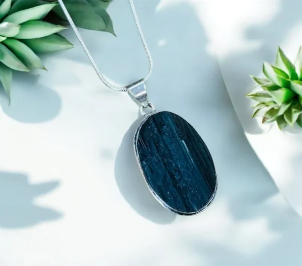 Natural Raw Black Tourmaline crystal necklace