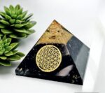Black tourmaline Pyramid With Copper & Quartz Orgone Pyramid