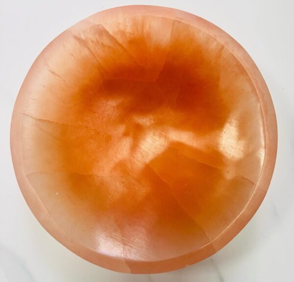 Large Orange Selenite Round Charging Bowl 15cm