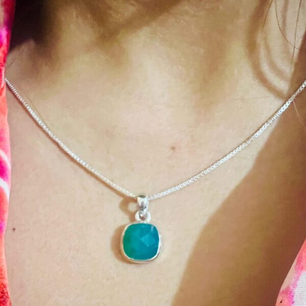 Green Onyx Sterling Silver Pendant Necklace