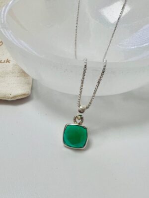 Green Onyx Sterling Silver Pendant Necklace