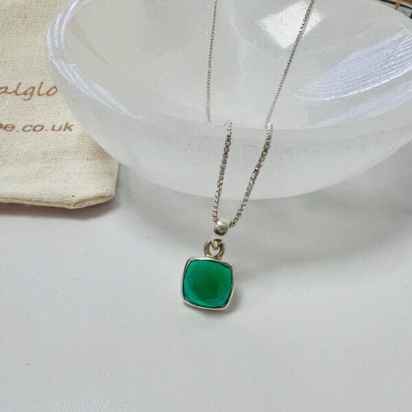 Green Onyx Sterling Silver Pendant Necklace