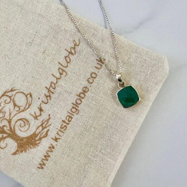 Green Onyx Sterling Silver Pendant Necklace