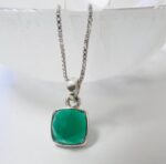 Green Onyx Sterling Silver Pendant Necklace