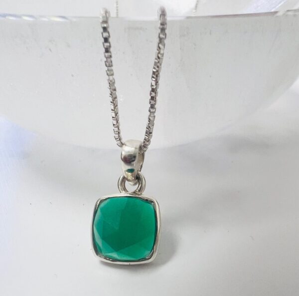 Green Onyx Sterling Silver Pendant Necklace