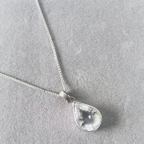 clear quartz 925 sterling silver pendent necklace